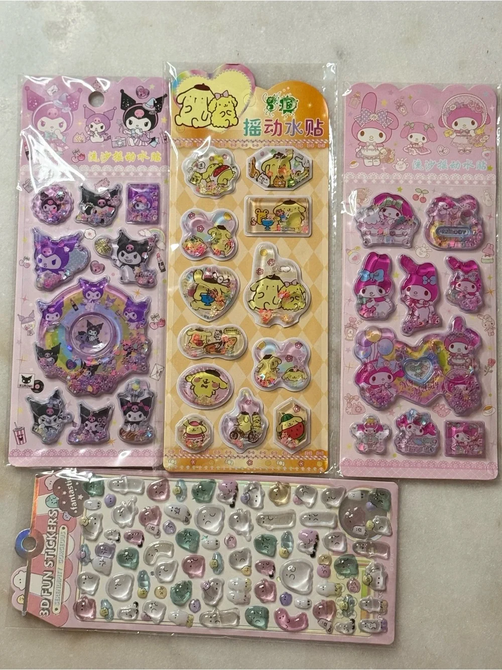 Bundlle! Sanrio Puffy Sticker Pack - Pink, Yellow & Purple